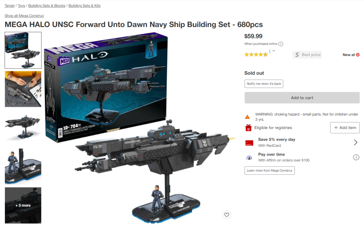 Forward Unto Dawn Charon-Class Fleet Battles Ship Halo Unsc CUSTOM 6" Model